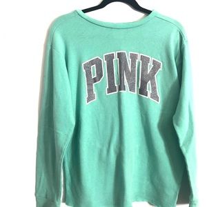 PINK VS - Teal/Sparkle Crewneck Sweater